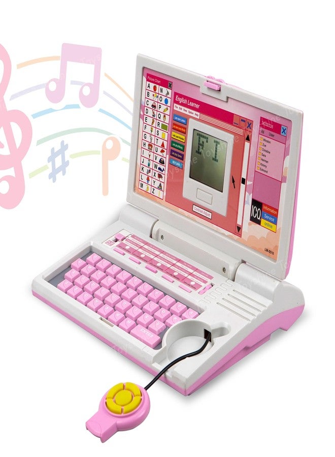 Toyshine Laptop with 20 Activities with Mouse Kids Learning Laptop Educational Toy Boys Girls Toddler Learner Games Music (Pink) - Image 1